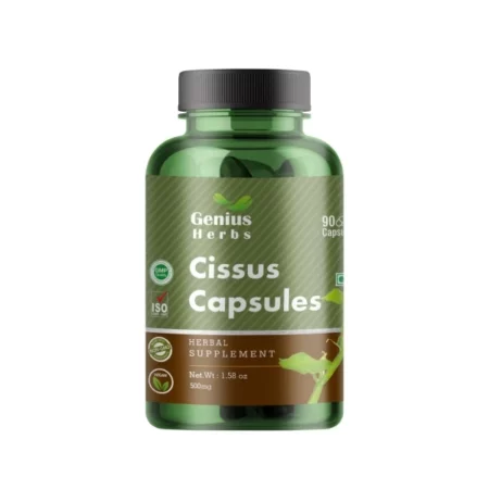Genius Herbs Cissus Quadrangularis Capsules 500 mg | Ensures Bone Health | Weight Management | 90s Pack of 1
