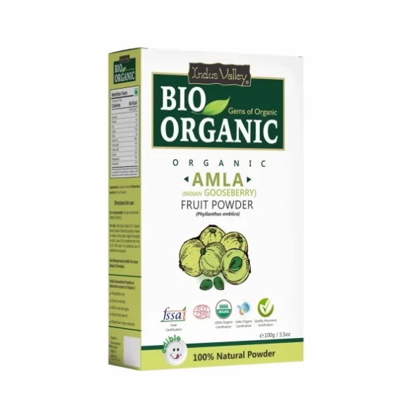 INDUS VALLEY Bio Organic 100% Natural Amla Indian Gooseberry Fruit Powder - 100g available on Herbkart