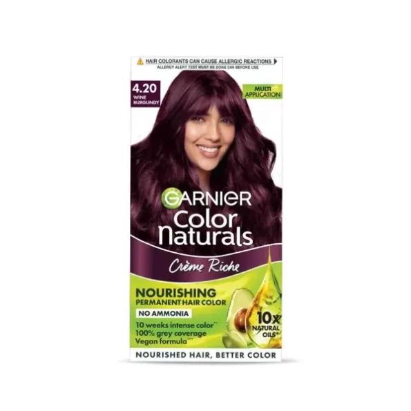 Garnier, Hair Colouring Creme, Long-lasting Colour, Smoothness & Shine, Color Naturals, Shade: 4.20 Wine Burgundy, 70ml + 60g, Herbkart8t761uwEV7KUAL.webp, Herbkart8t761uwEV7KUAL