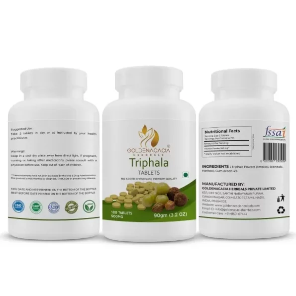 Goldenacacia Herrbals Triphala 500mg Tablets (180) available on Herbkart