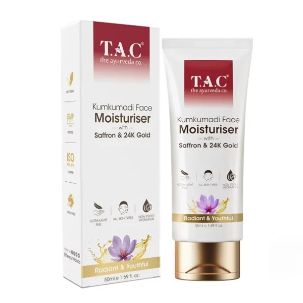 TAC Kumkumadi Gold Glow Face Moisturizer with Saffron & 24K Gold - 50ml, Herbkart8t761vZ7Pz3g3L.webp, Herbkart8t761vZ7Pz3g3L