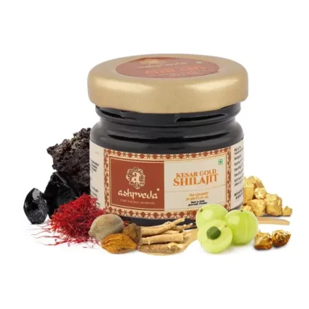 Ashpveda Kesar Gold Himalayan Shilajit/Shilajeet Resin for Overall Immunity, Strength, Performance and Stamina Booster - Contains 24 Carat Gold - Ayurvedic Shilajit (30gm)