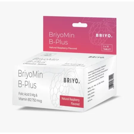 Briyosis Briyomin B Plus: Raspberry Flavored Chewable Tablets-5 Mg Folic Acid&750 Mcg Vitamin B12 Supports Red Blood Cells,Dna Synthesis,And Nervous System Health