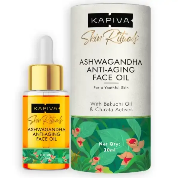 Kapiva Ashwagandha Anti-Aging Face Oil (30ml) available on Herbkart