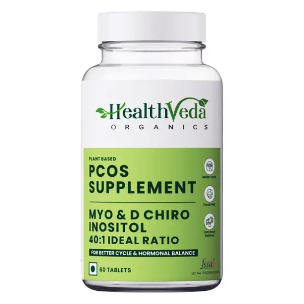 Health Veda Organics Plant Based PCOS Multivitamin Supplement for Balancing Hormonal Levels, 60 Veg Tablets, PCOS-60Tab-1.webp, PCOS 60Tab 1