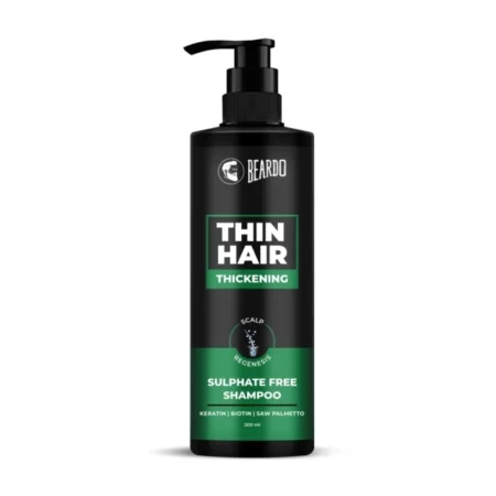 Beardo Thin Hair Thickening Sulphate free Shampoo, 200 ml | Keratin Shampoo for men | Sulphate and Paraben Free Shampoo | Biotin & Saw Palmetto For Strong & Thick Hair