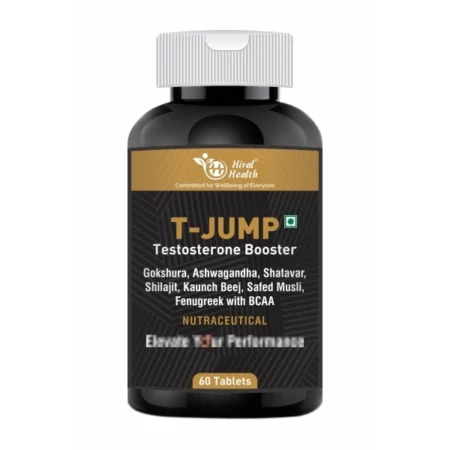 Hiral Health's T-JUMP Tablets - Testosterone Booster for Men| Safed Musli, Kaunch beej, Ashwagandha - Natural Supplement for Muscle Growth, Stamina, and Performance | Pack of 1 (60 Tabs)
