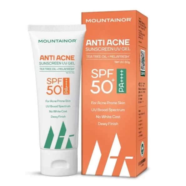 MOUNTAINOR Acne UV Sunscreen Gel - SPF 50+ PA++++ 50g available on Herbkart