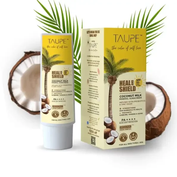 TAUPE 100% Natural Coconut Milk Mineral Sunscreen (50ml) available on Herbkart