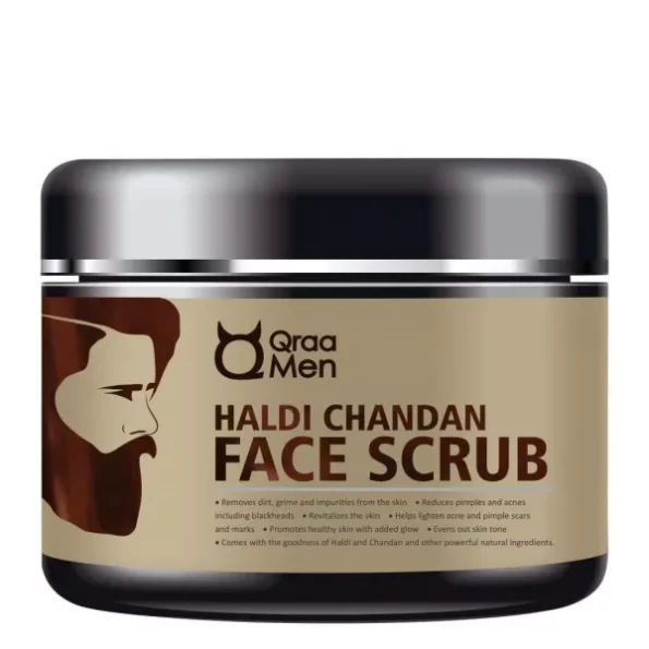 Qraa Men Haldi Chandan Face Scrub for Skin Brightening/Lightening with Turmeric Oil & Sandalwood, 100 g, Herbkart8t761uRmm3yCRL.webp, Herbkart8t761uRmm3yCRL