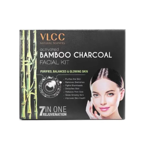 VLCC Activated Bamboo Charcoal Facial Kit - 60g For Purified, Balanced & Glowing Skin | Helps Purify Skin, Control Blemishes and Acne | With Activated Charcoal, Vitamin B3, Neem Bark & Clove Extracts, Herbkart8t771OVBYqUJhL.webp, Herbkart8t771OVBYqUJhL
