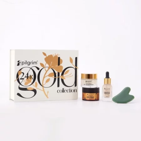 Pilgrim 24K Gold Collection Kit includes Gold Face Serum (20ml), Gold Face Mask (20gm) & Gold Moisturizer (50gm)