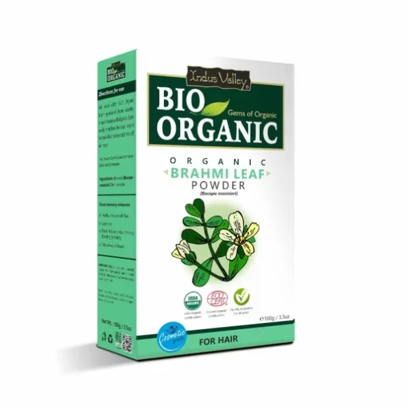 INDUS VALLEY 100% Organic Brahmi Powder Bacopa monnieri for Hair Cleanser & Hair Care - (100g) available on Herbkart