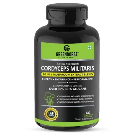 GREENDORSE Cordyceps Militaris 10 IN 1 Mushroom Extract Blend Capsules - 60 Veg Capsules