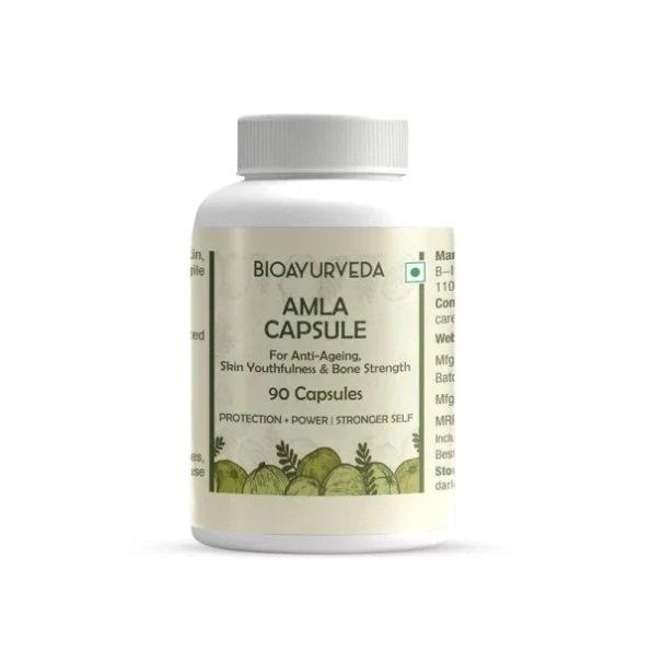 BIOAYURVEDA Amla Capsule for Anti-Ageing, Skin Youthfulness, and Bone Strength, 90 Capsules available on Herbkart