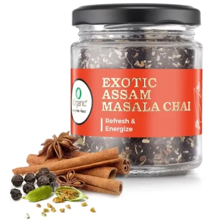 iOrganic Masala Chai Tea loose leaf (40 Cups/80g) Blend Of Organic Black Tea | Cinnamon, Cardamom, Saffron, Nutmeg & Ginger | Ancient Indian House Recipe Of Spiced Masala Tea