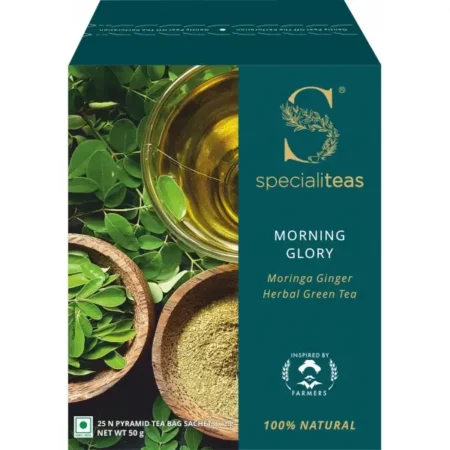 Cherise Specialiteas Morning Glory Moringa Ginger Herbal Green Tea (2 g x 25 Pyramid Tea Bags)
