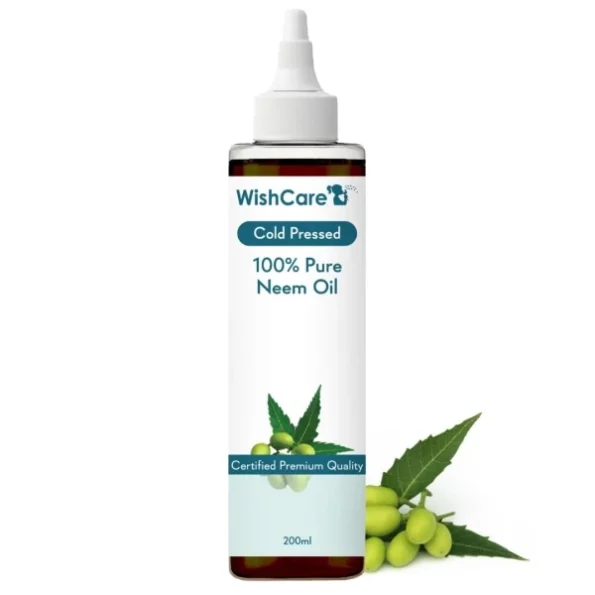 WishCare Cold Pressed Neem Oil - 100% Pure Wild Crafted - for Skin & Hair, 200 ml available on Herbkart