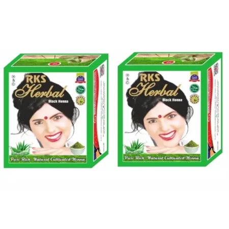 RKS Herbal Henna Mehendi for Hair Women and Men | Natura l Henna Mehendi for Hair | Long Lasting & Silky Smooth Black Hair Color Mehendi | Organic Mehendi Powder for Hair Men and Women, Black 60g x 2