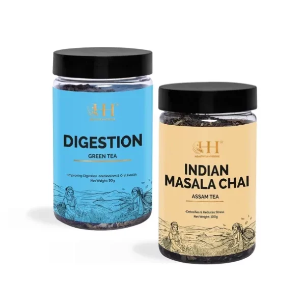 HEALTHY & HYGIENE Digestion Green Tea (Jar-50g) + Indian Masala chai (Jar-100g), Herbkart8t761ReFXrk3DS.webp, Herbkart8t761ReFXrk3DS