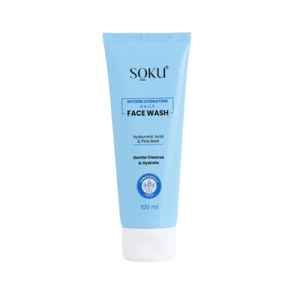 SOKU Intense Hydrating Daily Face Wash | Hyaluronic Acid Booster | Suitable For Dry Skin | Enriched with Pine Bark |Pore Cleansing & Dirt Control | Men & Women - 100 ml, Herbkart8t751X3Kz3O20lL.webp, Herbkart8t751X3Kz3O20lL