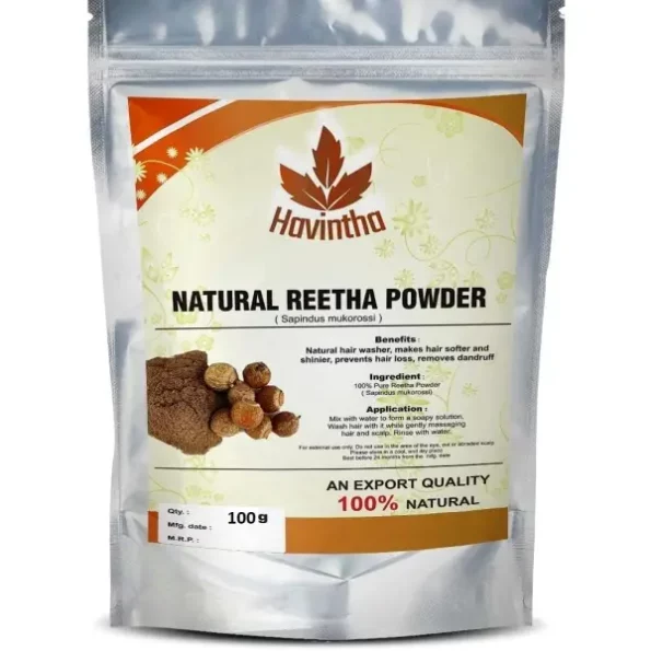 Havintha Natural Reetha Powder for Hair Pack,- 100gm available on Herbkart