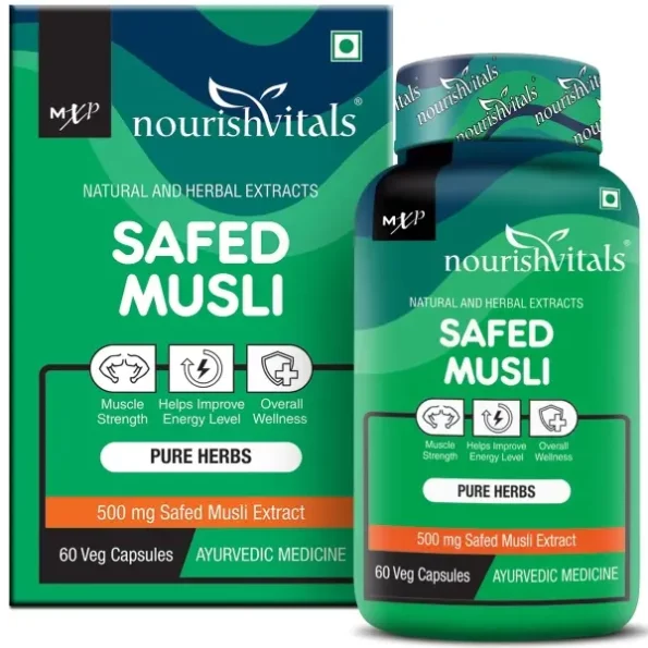 NourishVitals Safed Musli with Saponins > 20% Pure Herbs, 500 mg Safed Musli Extract, 60 Veg Capsules, Herbkart8t771cJhJPsL4L.webp, Herbkart8t771cJhJPsL4L