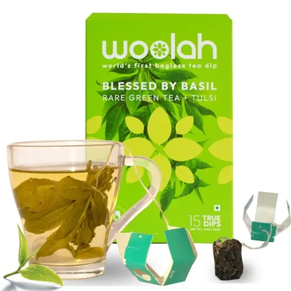 Woolah Rare Assam Green Tea with Tulsi, Organic BAGLESS Tea Dip (15 Dips / 30 Cups), Herbkart8t771nb0kd2IdL.webp, Herbkart8t771nb0kd2IdL