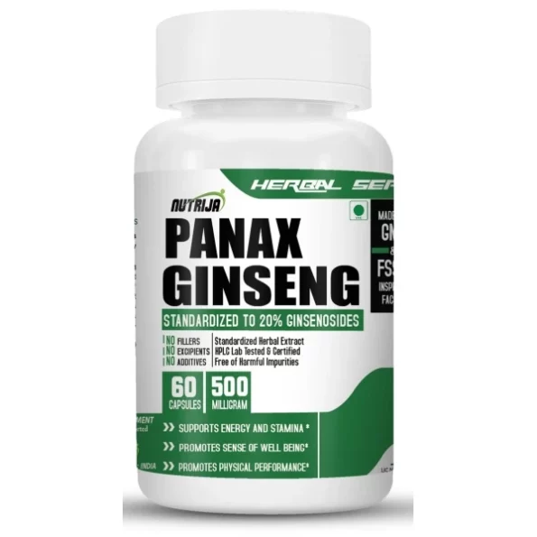 NutriJa Panax Ginseng Extract 500mg - 60 Capsules available on Herbkart