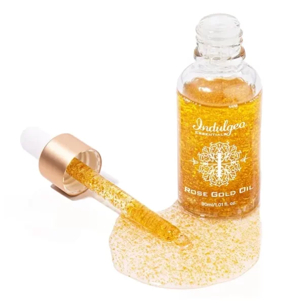 Indulgeo Essentials 24K Rose Gold Beauty Oil for Uneven Skin Tone, Dullness & Finelines, Anti - Aging, Lightweight, Makeup Face Primer, Made with 24k Gold Flakes, Rosehip Oil & Vitamin C & E - 30ml, Herbkart8t761M0fbbY00L.webp, Herbkart8t761M0fbbY00L