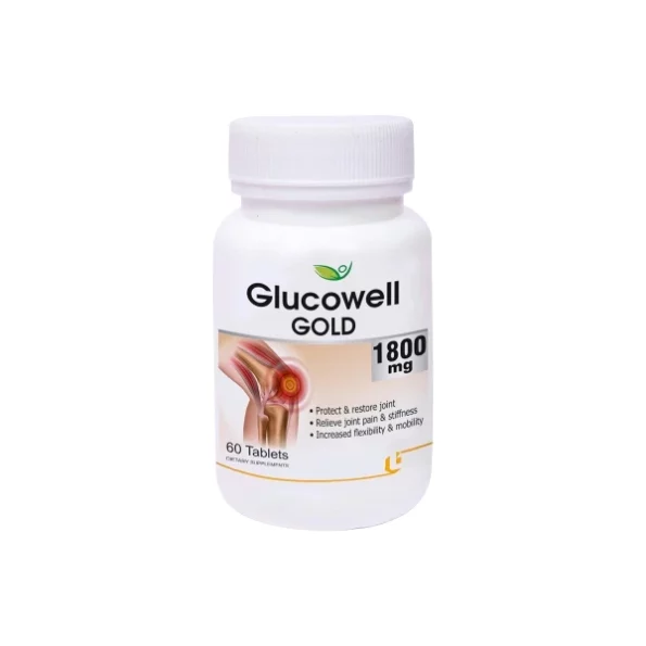 Biotrex Nutraceuticals Glucowell GOLD 1800mg - Maximum strength of Glucosamine with MSM (60 Tablets) available on Herbkart