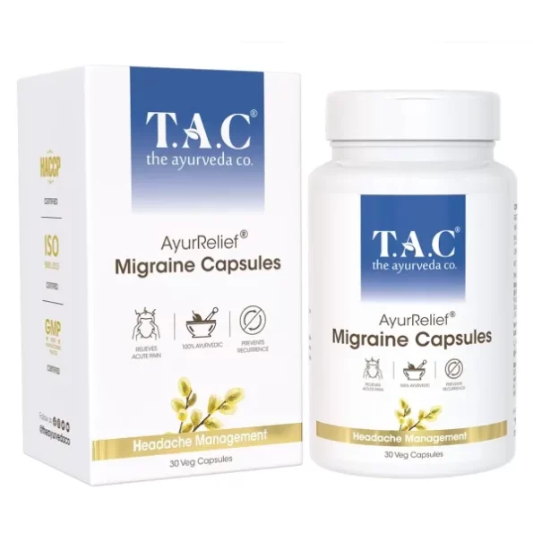 T.A.C The Ayurveda Co. Ayurrelief Migraine Capsules - 30 Veg Capsules, Herbkart8t761GMBNEHiKL.webp, Herbkart8t761GMBNEHiKL