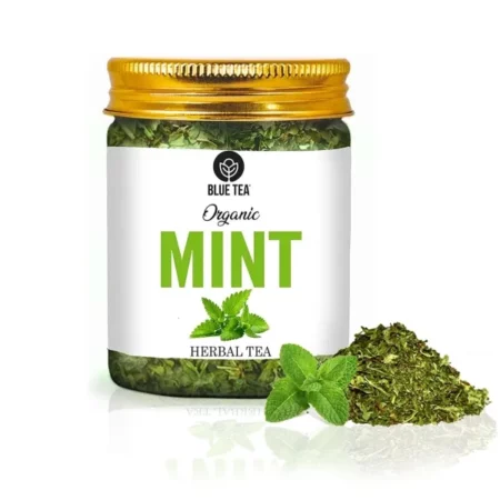 BLUE TEA - Mint Tea - 100g - 100 Cups || DIGESTION CARE || Herbs - Caffeine Free - Leaf Based - Herbal Tea - Non-GMO - Vegan - Gluten Free - Non-Bitter | Featured In Shark Tank | Pet Jar Pack