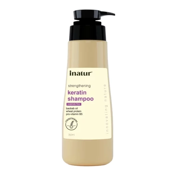 Inatur Keratin Shampoo - Hair Strengthening, Frizz Control, Color Protection, 350ml available on Herbkart