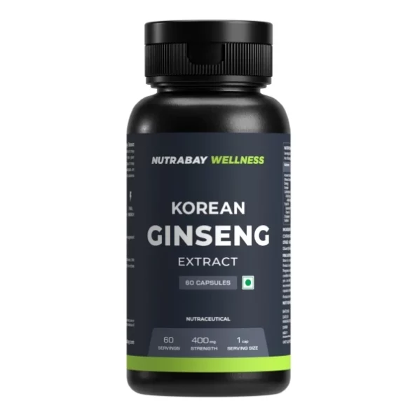 Nutrabay Wellness Korean Ginseng Extract (Panax Ginseng) - 400mg, 60 Veg Capsules available on Herbkart