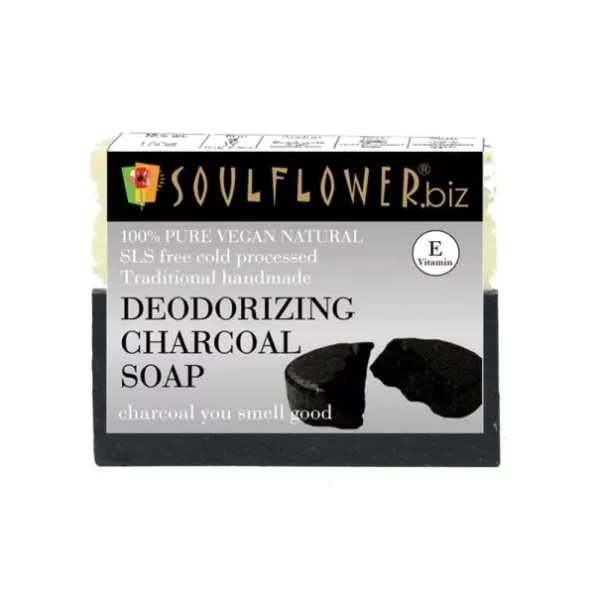 Soulflower Organic Activated Charcoal Soap,150g available on Herbkart