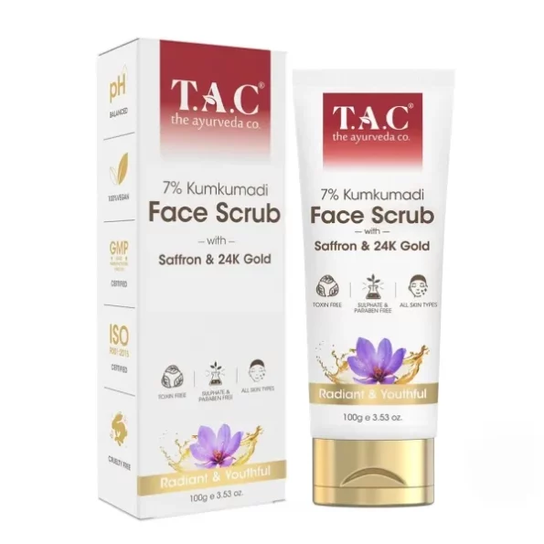 TAC - The Ayurveda Co. 7% Kumkumadi Face Scrub, 100g, Herbkart8t761DervjUSmL.webp, Herbkart8t761DervjUSmL