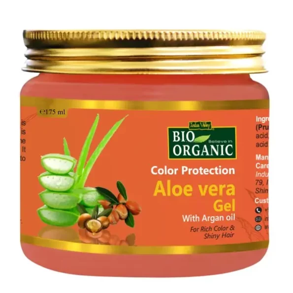 INDUS VALLEY Bio Organic Color Protection Aloe Vera Gel With Argan Oil For Rich Colour & Shiny Hair - (175ml), Herbkart8t781tdngx8TyL.webp,