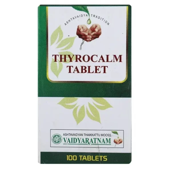 Vaidyaratnam Thyrocalm Tablet, White, 100 Tablets available on Herbkart