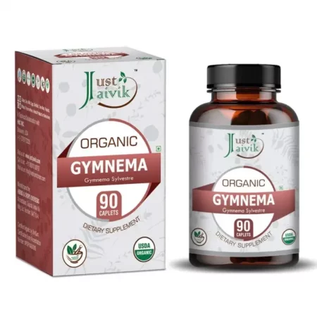 Just Jaivik Organic Gymnema/Gurmar Tablets As Dietary Supplements - For Healthy Blood Sugar Levels and Diabetes, Metabolic Wellness (750mg - 90 Caplets)
