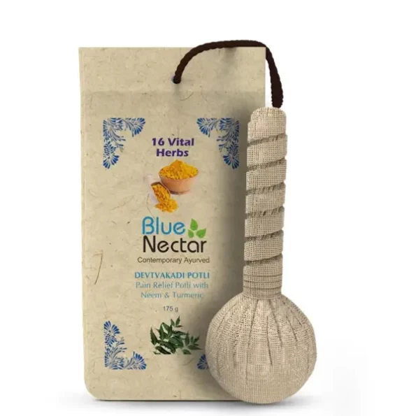 Blue Nectar Ayurvedic Herbal Compress Potli with Neem & Turmeric, 175g, Herbkart8t761LwLdslp9L.webp, Herbkart8t761LwLdslp9L