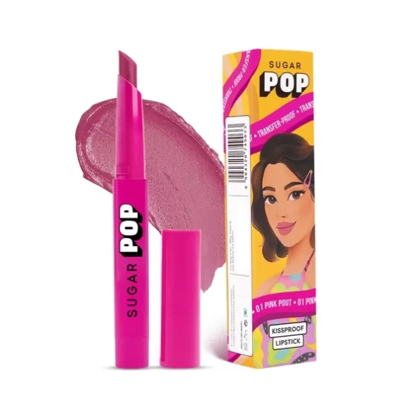 SUGAR POP Kissproof Satin Lipstick 01 Pink Pout 2.2 Gm, Herbkart8t771YTSX20auNL.webp, Herbkart8t771YTSX20auNL