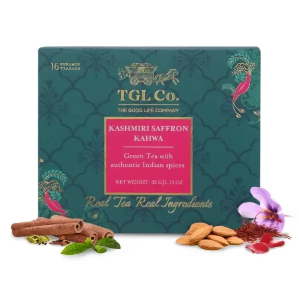 TGL Co. Kashmiri Saffron Kahwa Green 16 Tea Bags available on Herbkart