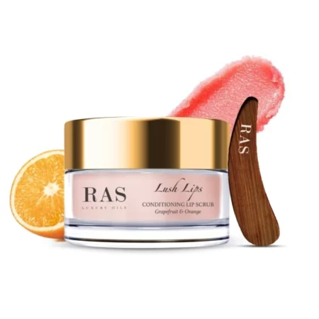 RAS Luxury Oils Lush Lips Conditioning & Brightening Lip Scrub | Grapefruit & Orange | Exfoliates Lips, Nourishes & Reduces Pigmentation | Vegan & Cruelty Free for Men & Women, 8gm