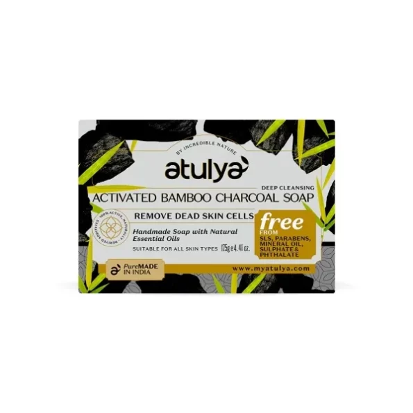 Atulya Activated Bamboo Charcoal Soap SLS & Paraben Free 75gm, Herbkart8t761WujctcBIL.webp, Herbkart8t761WujctcBIL