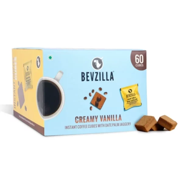 Bevzilla 60 Instant Coffee Cubes Pack with Organic Date Palm Jaggery, 5 Flavours (Creamy Vanilla) (60 Pack), Herbkart8t7512nuiesOHL.webp, Herbkart8t7512nuiesOHL