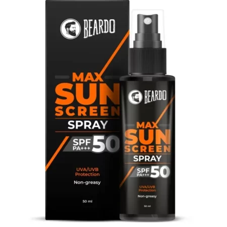 Beardo Max Sunscreen SPF 50 & PA+++ Spray for Men | Non-greasy Sunscreen for Men | Easy Application Sunscreen Spray | Sunscreen For Oily Skin | UVA UVB Protection | 50ml