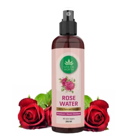 GREEN WORTH Pure & Natural Rose Water/Skin Toner Mist Spray - 200Ml - Steam Distilled - Gulab Jal - Alcohol & Chemical Free