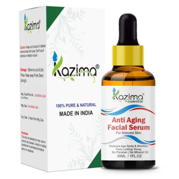 KAZIMA Anti Aging Facial Serum (30ML) with Argan Oil, Rosehip Oil, Pomegranate Oil & Cucumber Oil For Face available on Herbkart