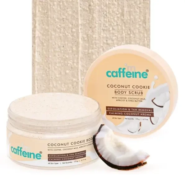 mCaffeine Coconut Cookie Body Scrub for Exfoliation & Tan Removal with Coffee, Coconut Milk, Apricot & Shea Butter - 175g, Herbkart8t761-0JjPHZeL.webp, Herbkart8t761 0JjPHZeL